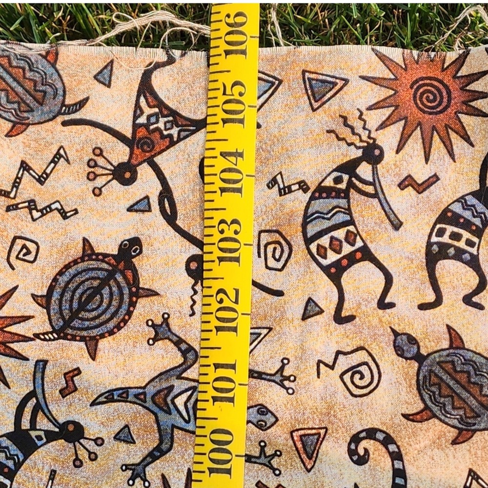 Handmade Southwest Kokopelli Log Cabin Quilt Top Blue Orange 78x106 Unfinished - Picture 8 of 8
